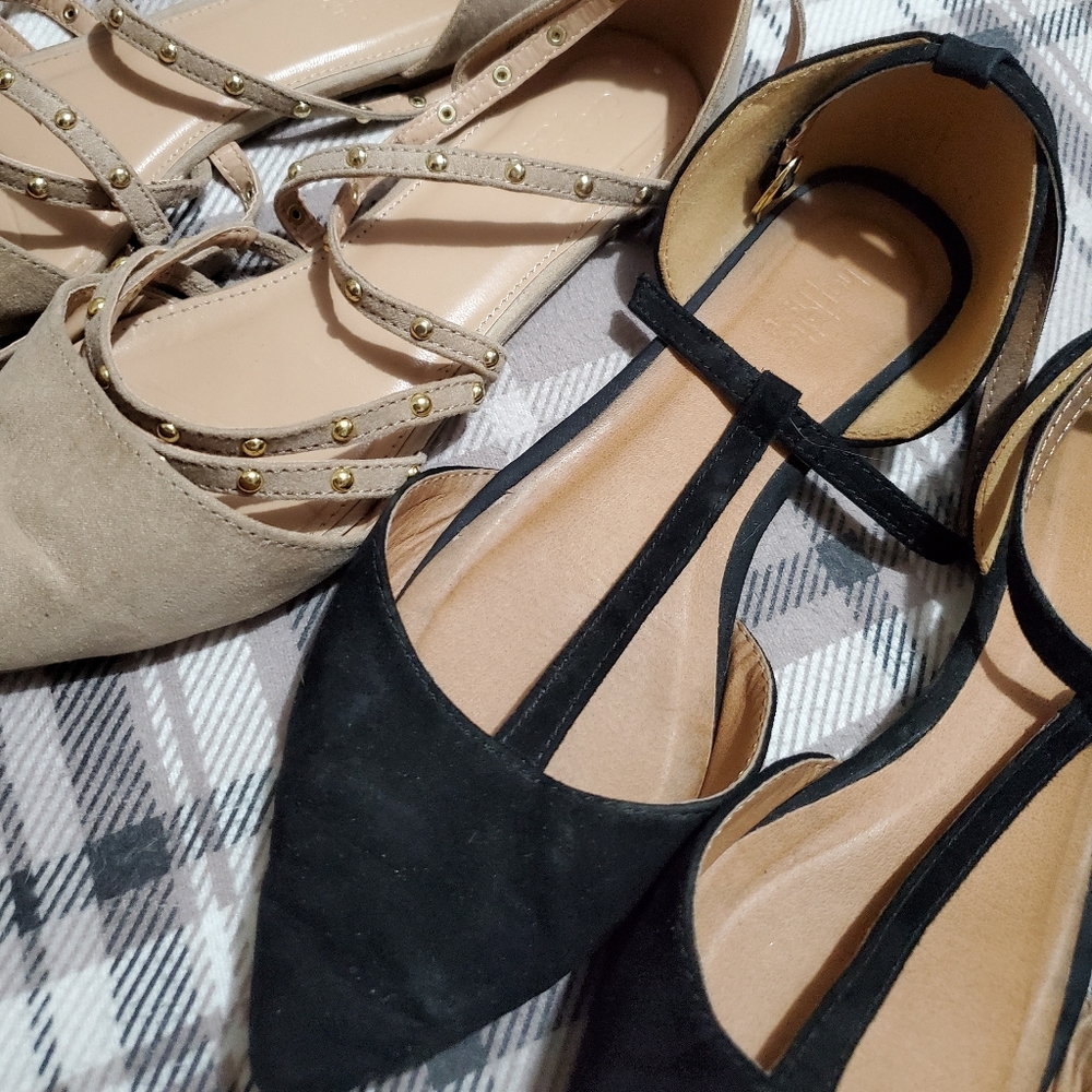 2 pairs strappy flats